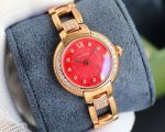 Cartier 30*7.5MM Red Dial Diamond Bezel Women Watch